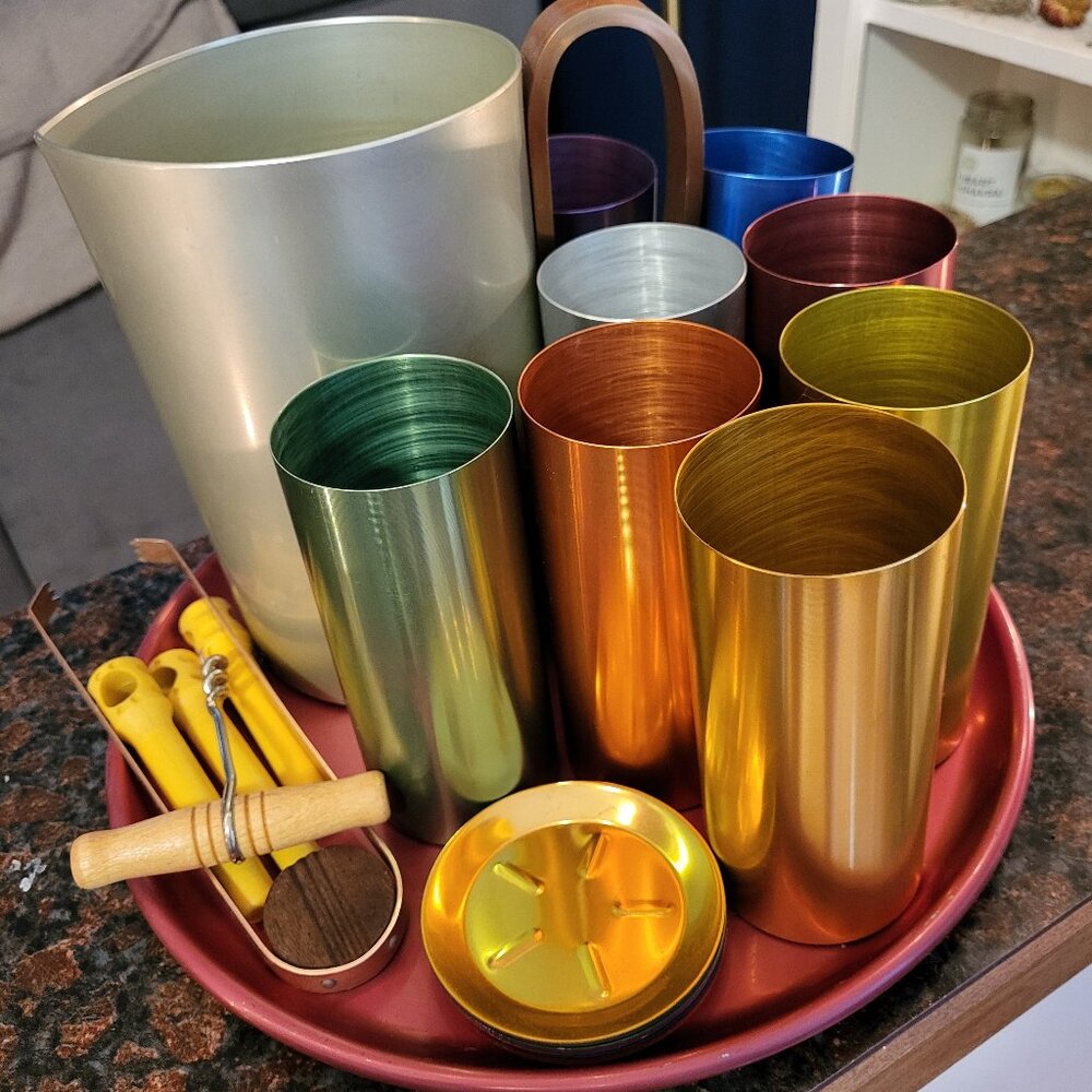 Vintage 60's Aluminum Glasses and Accessories Set